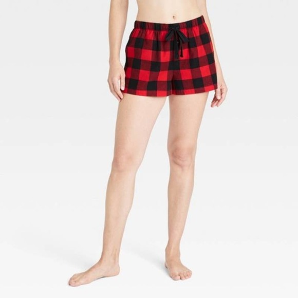Stars Above Other - Stars Above NWT Women's M Red Plaid Flannel Elastic Waistband Pajama Shorts
